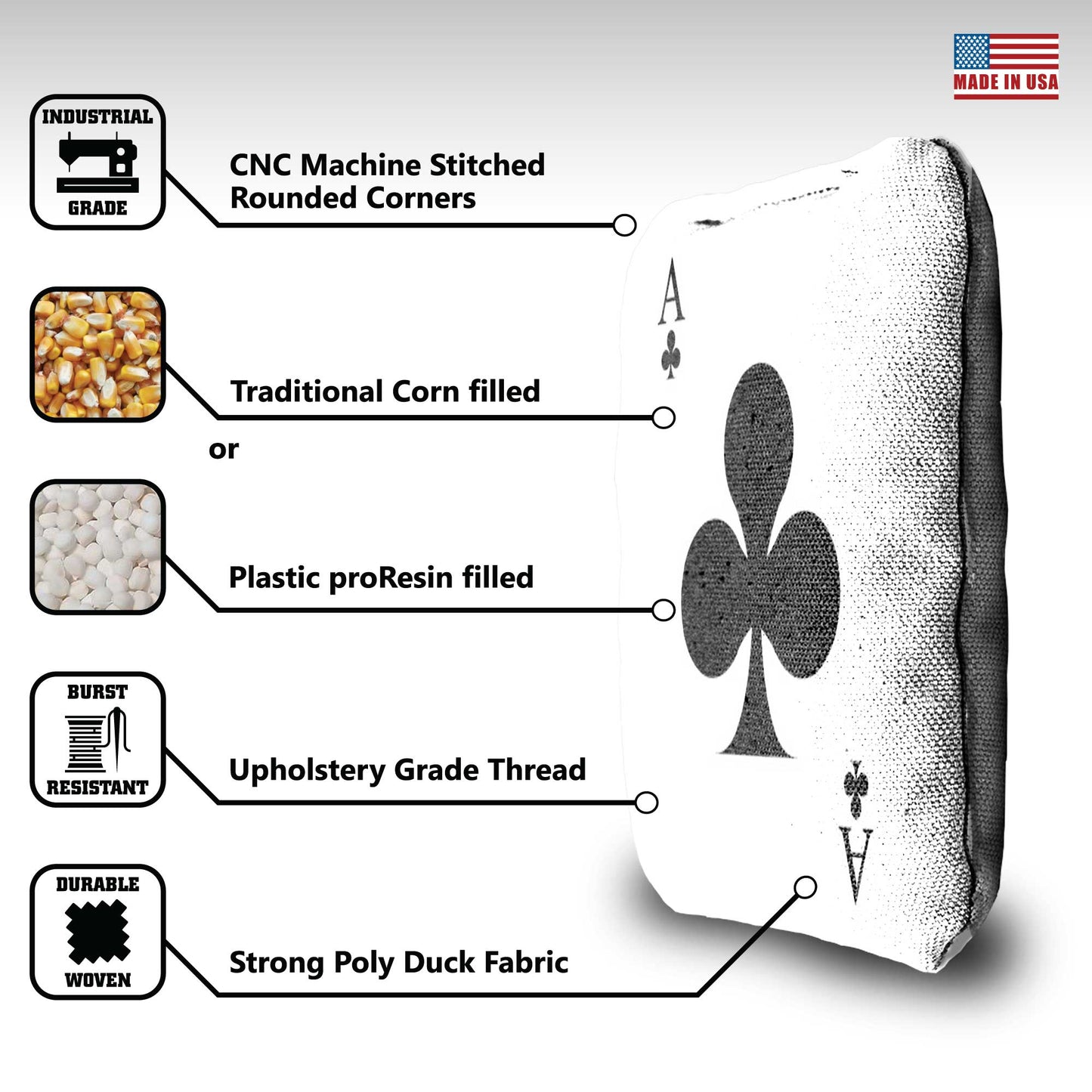 The Ace of Clubs - 8 Cornhole Bags