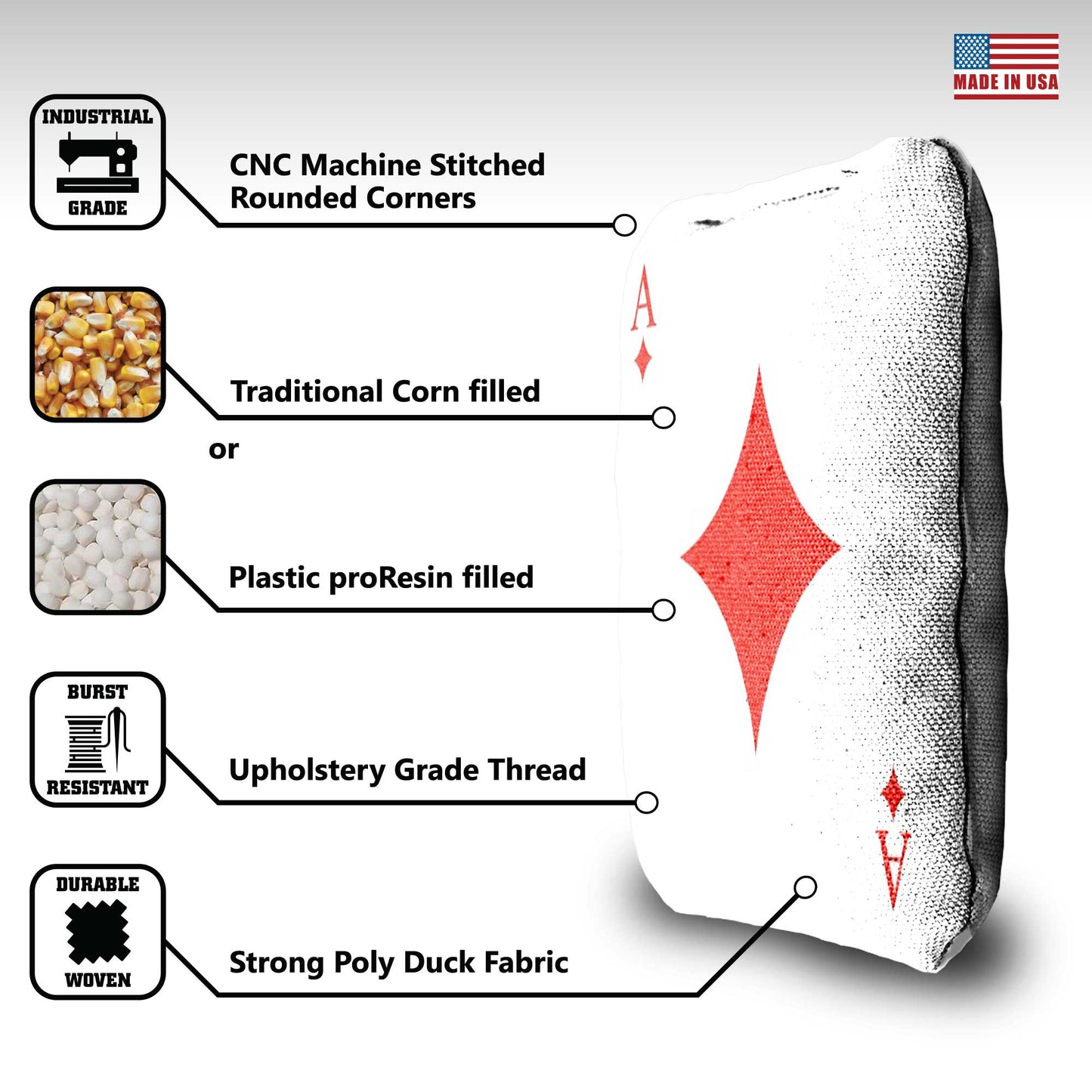 The Ace of Diamonds - 8 Cornhole Bags