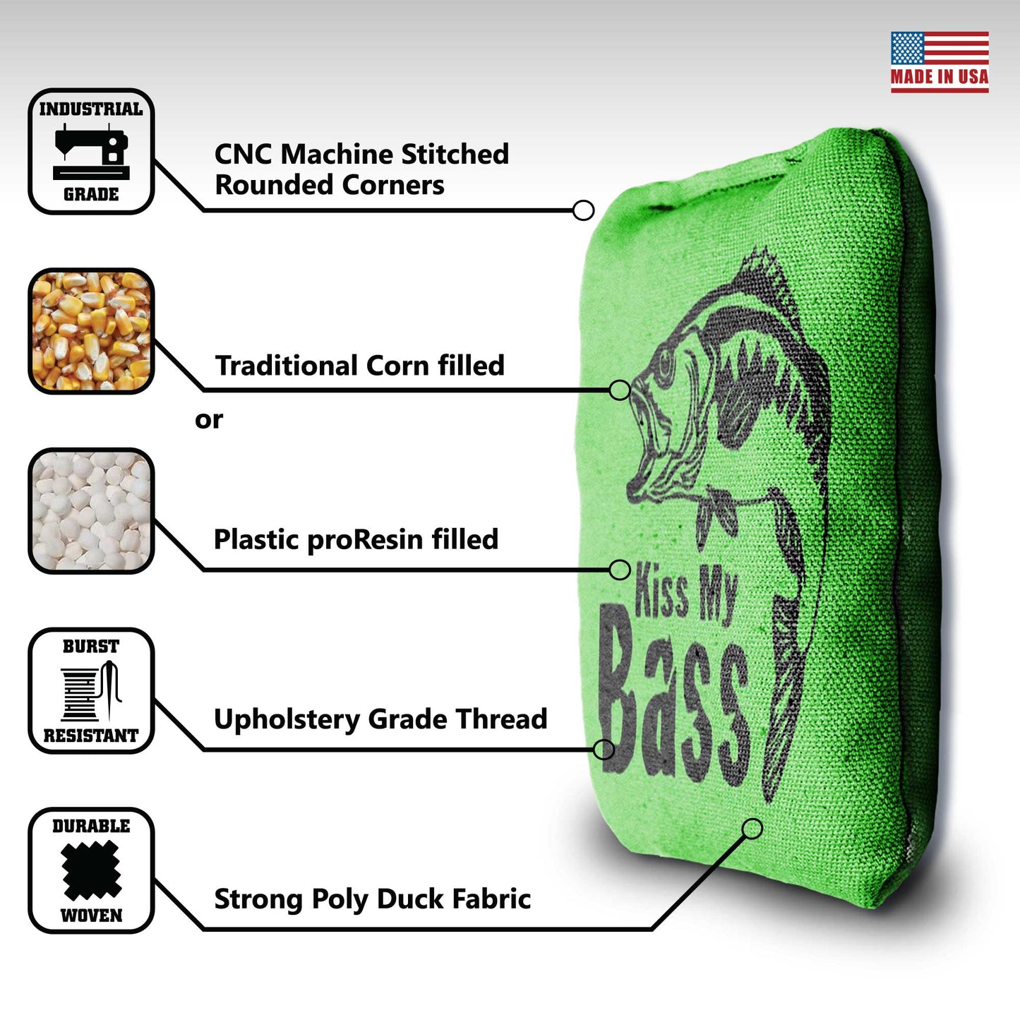 The Kiss Basses - 8 Cornhole Bags