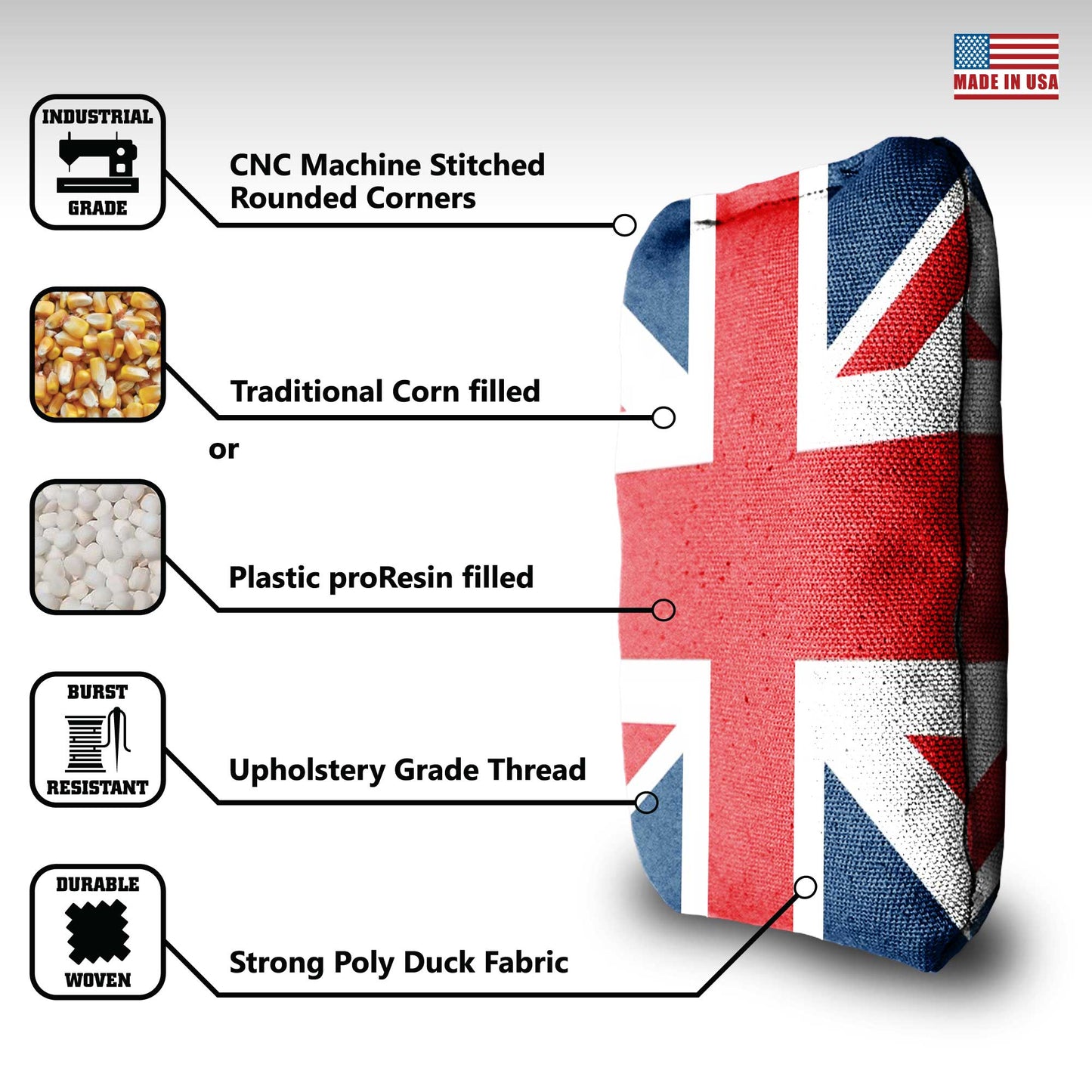 The Brits and Mericas - 8 Cornhole Bags