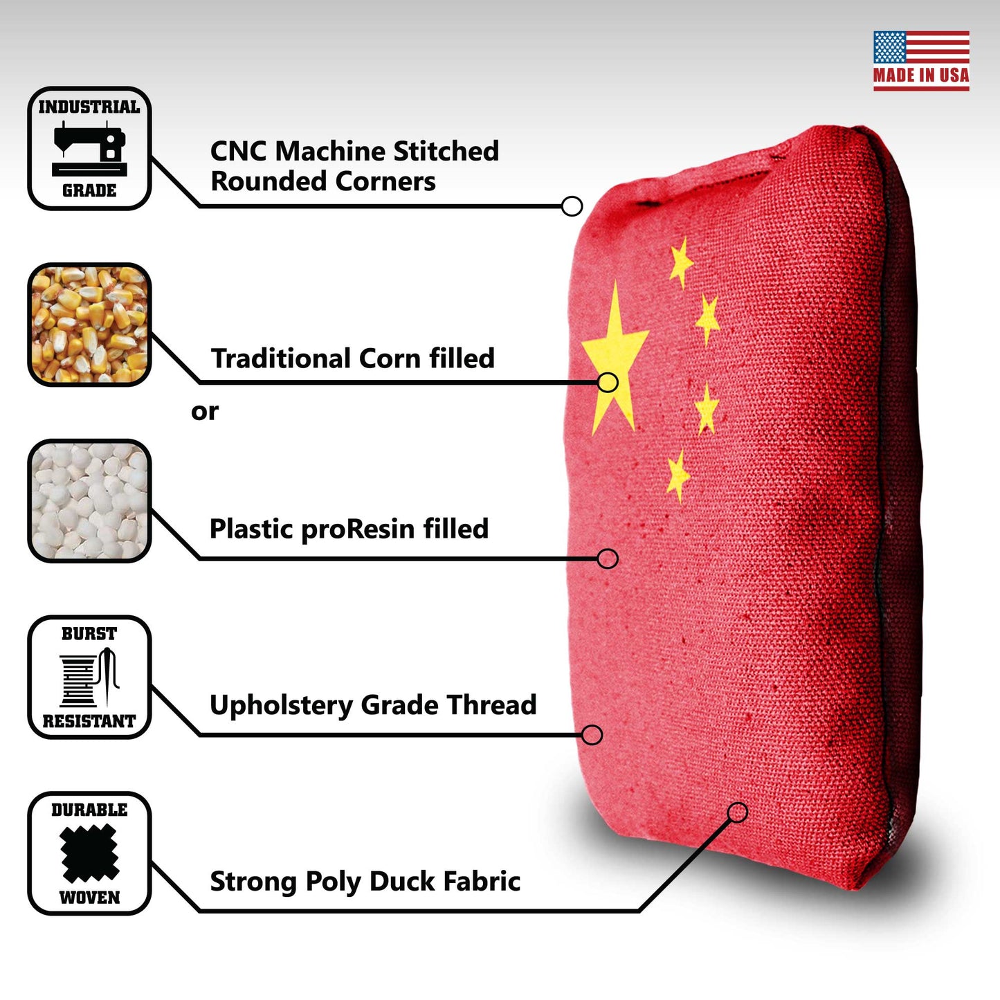 The Chinese and Mericas - 8 Cornhole Bags