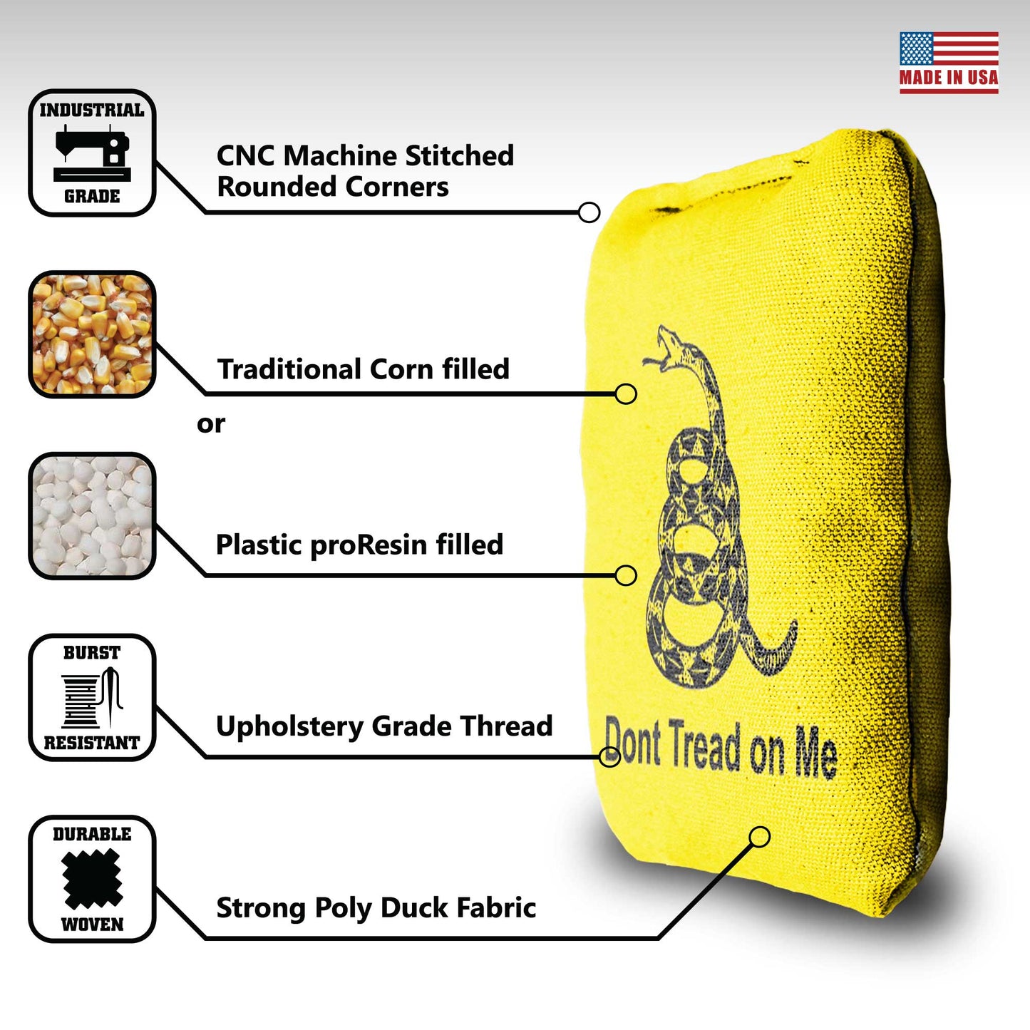 The Don't Tread on Me's - 8 Cornhole Bags