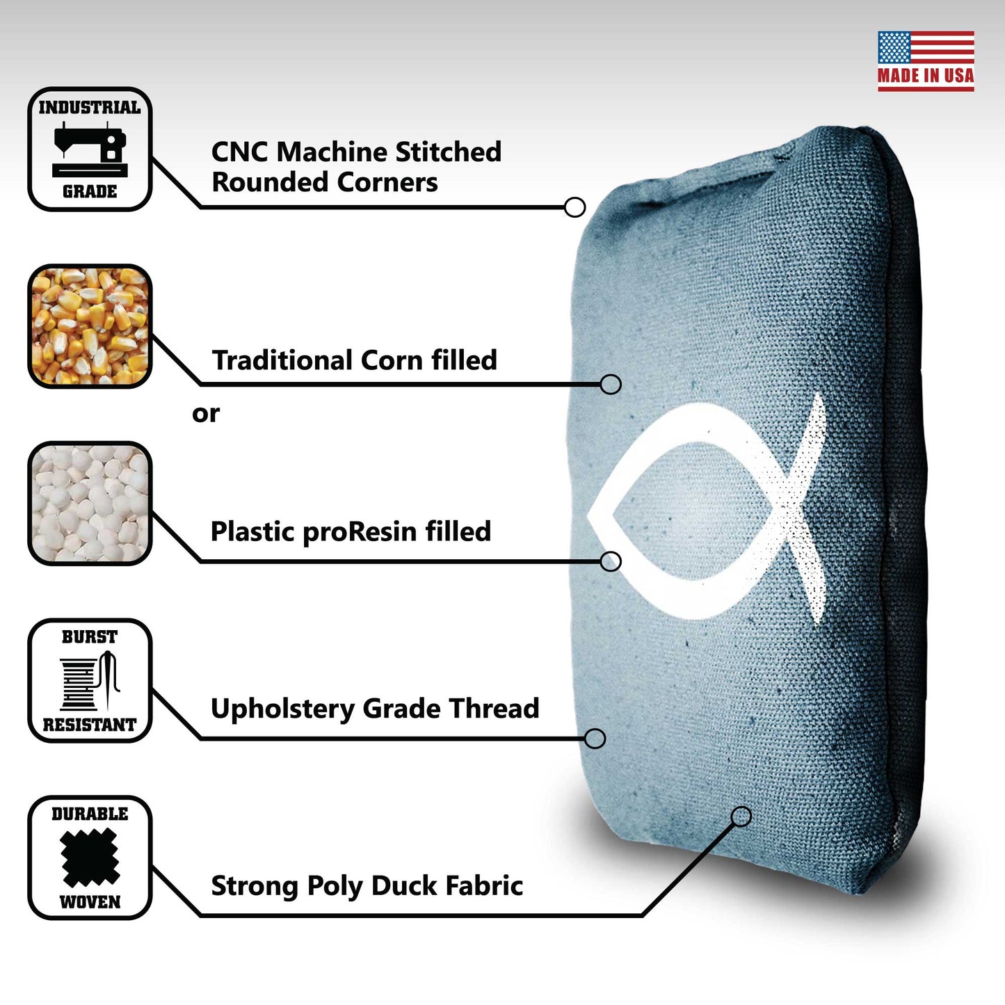 The Ichthys - 8 Cornhole Bags