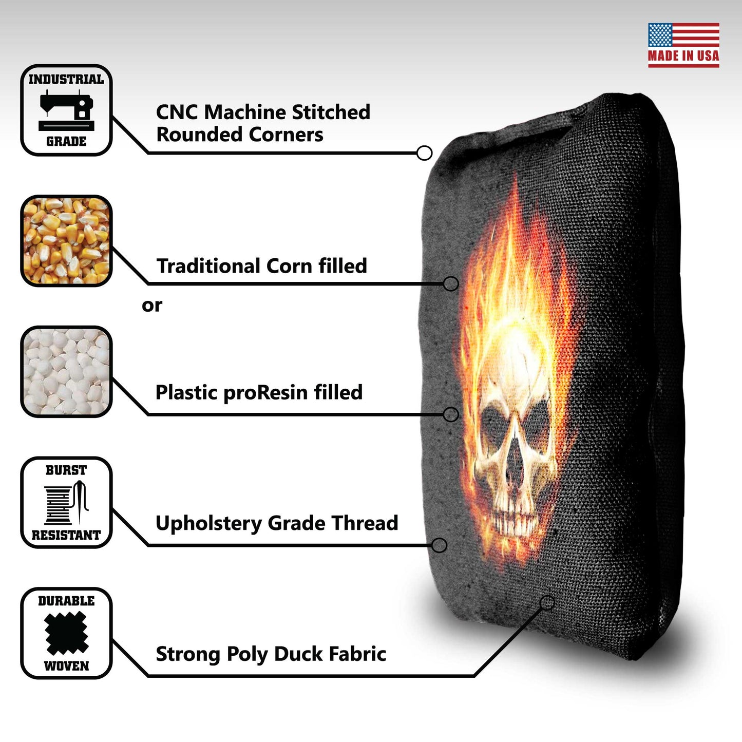 The Flaming Skulls - 8 Cornhole Bags