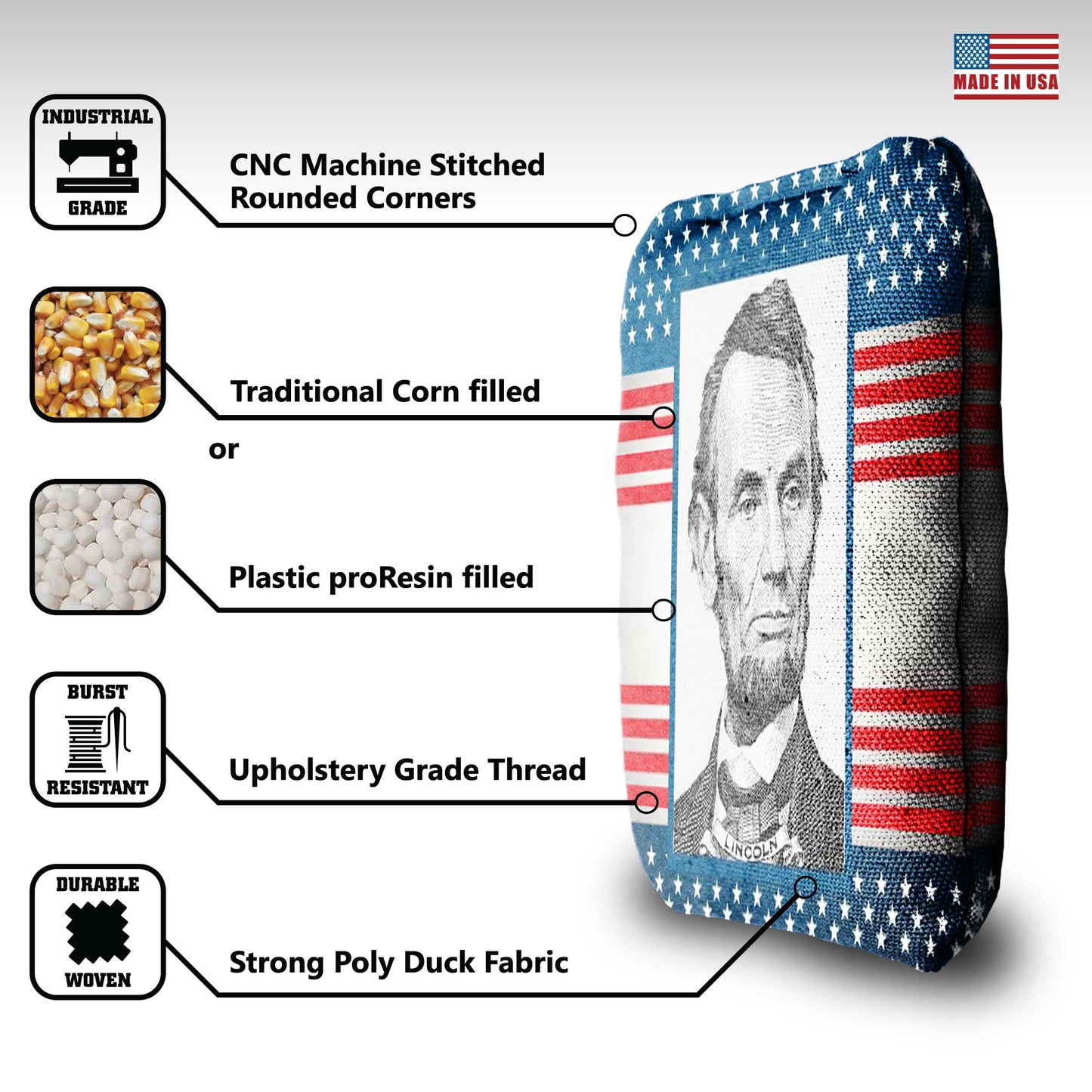 The Honest Abes - 8 Cornhole Bags