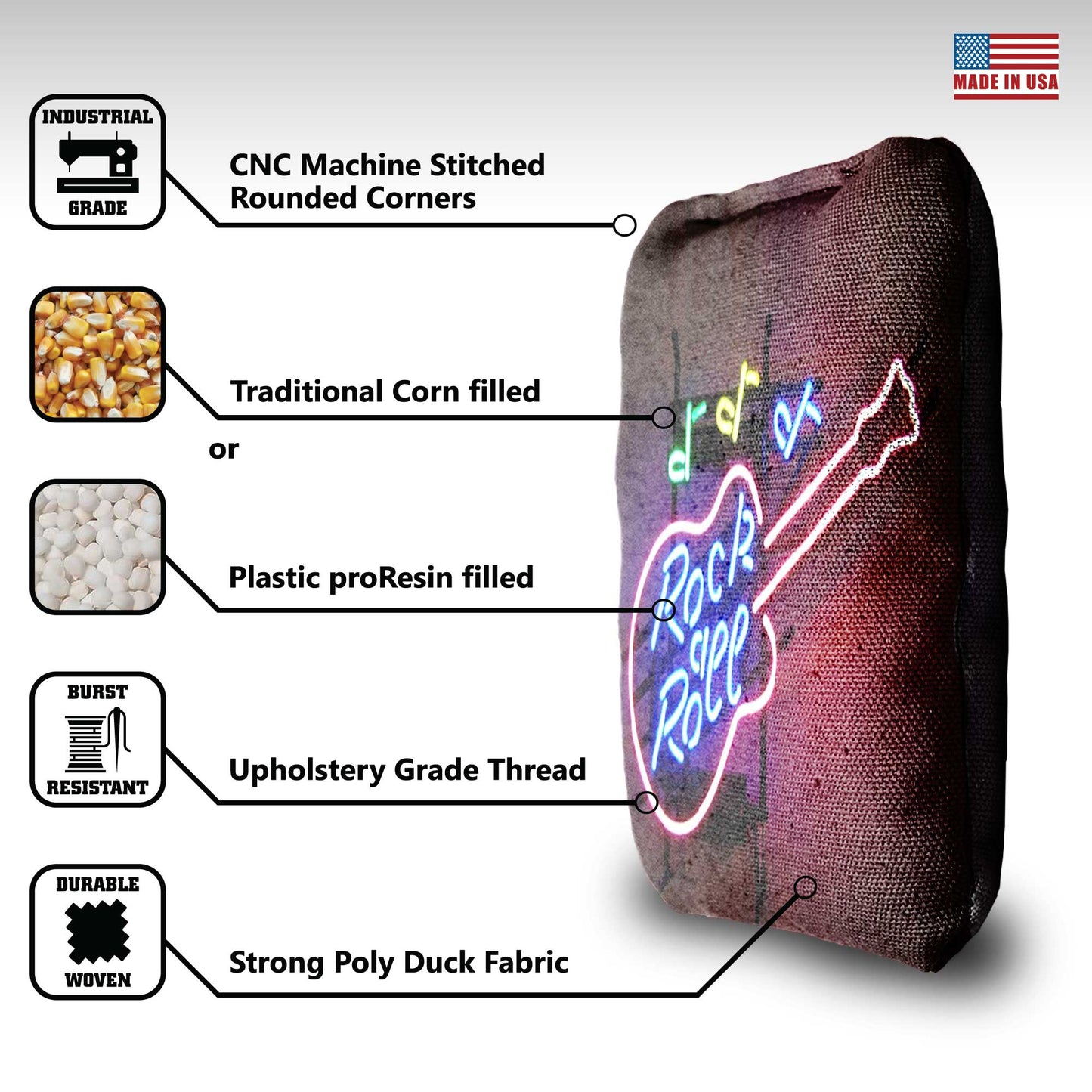 The Neon Guitars - 8 Cornhole Bags