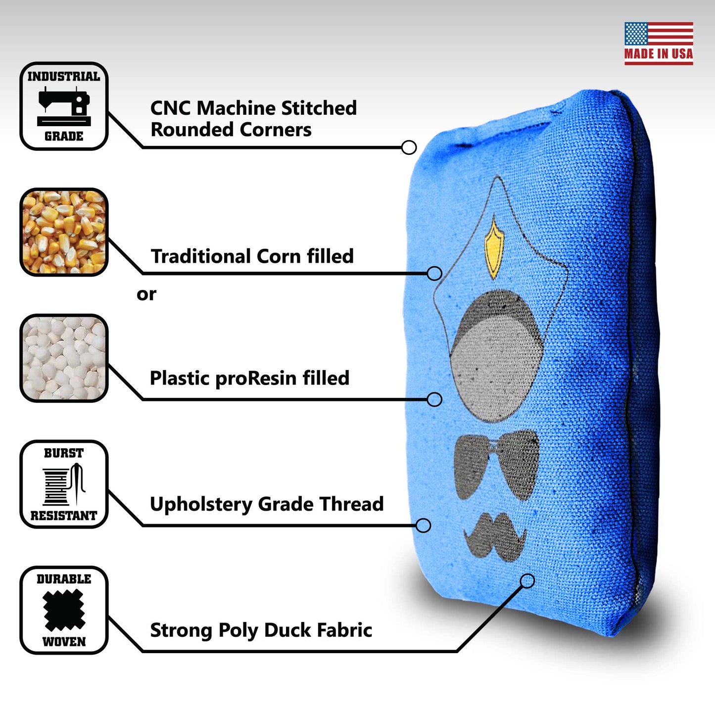 The Officers - 8 Cornhole Bags