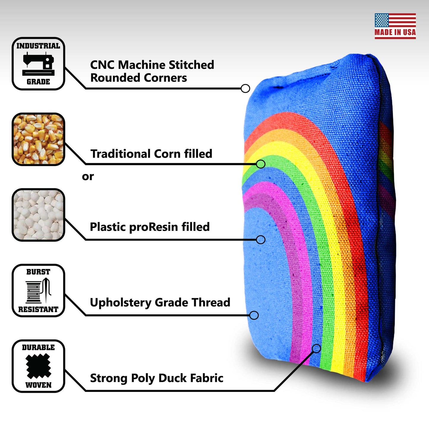 The Rainbows - 8 Cornhole Bags