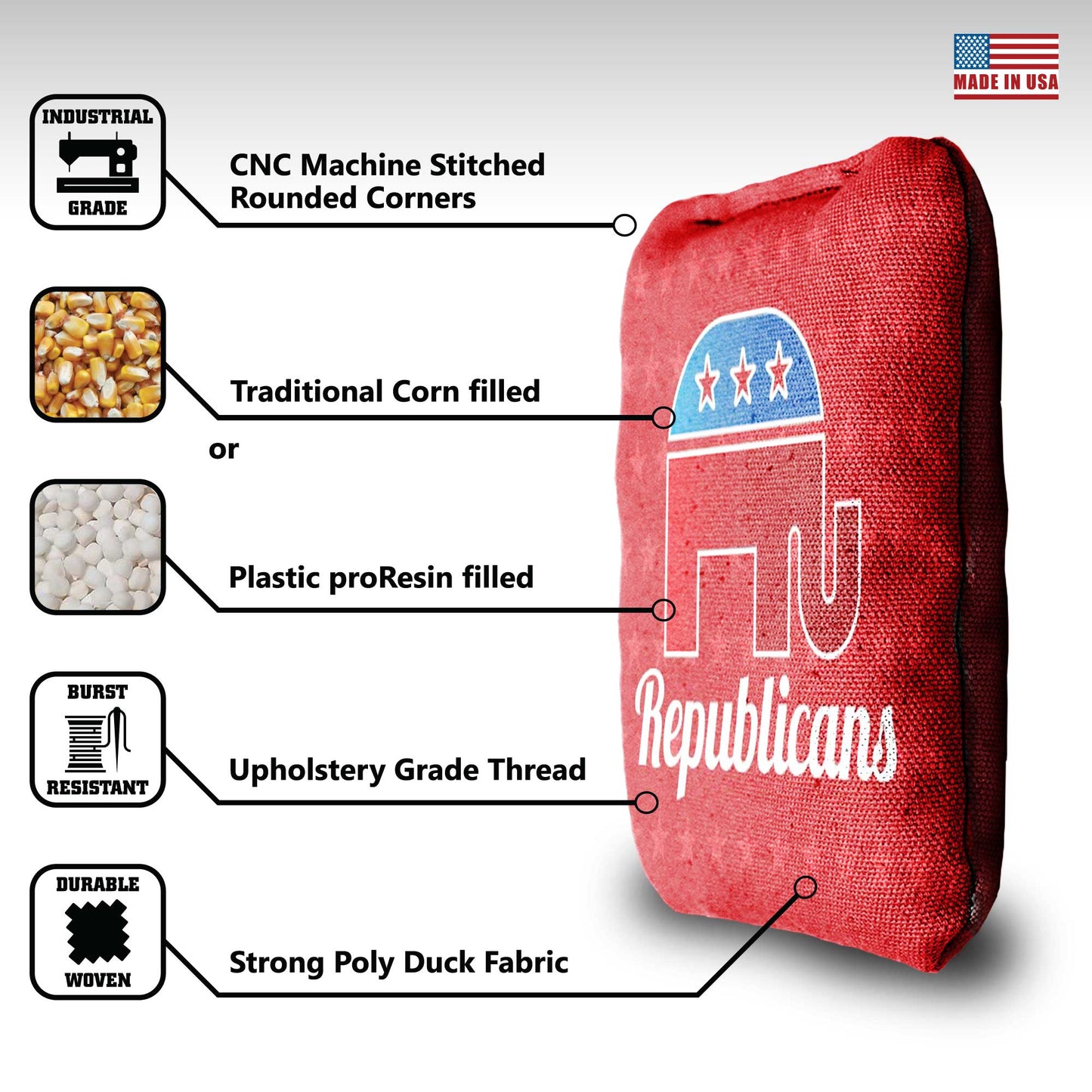 The Elephants - 8 Cornhole Bags