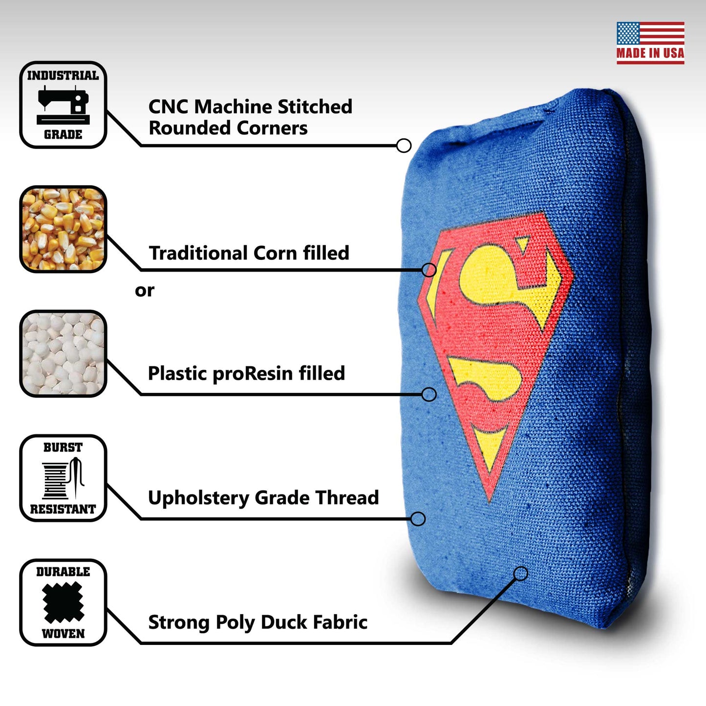 The Supermans - 8 Cornhole Bags