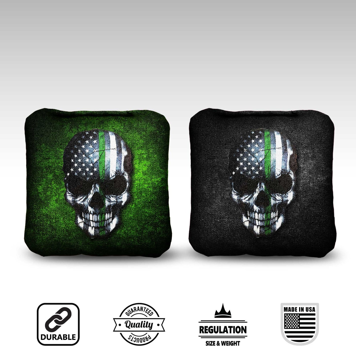 The Thin Green Lines (Skulls) - 8 Cornhole Bags