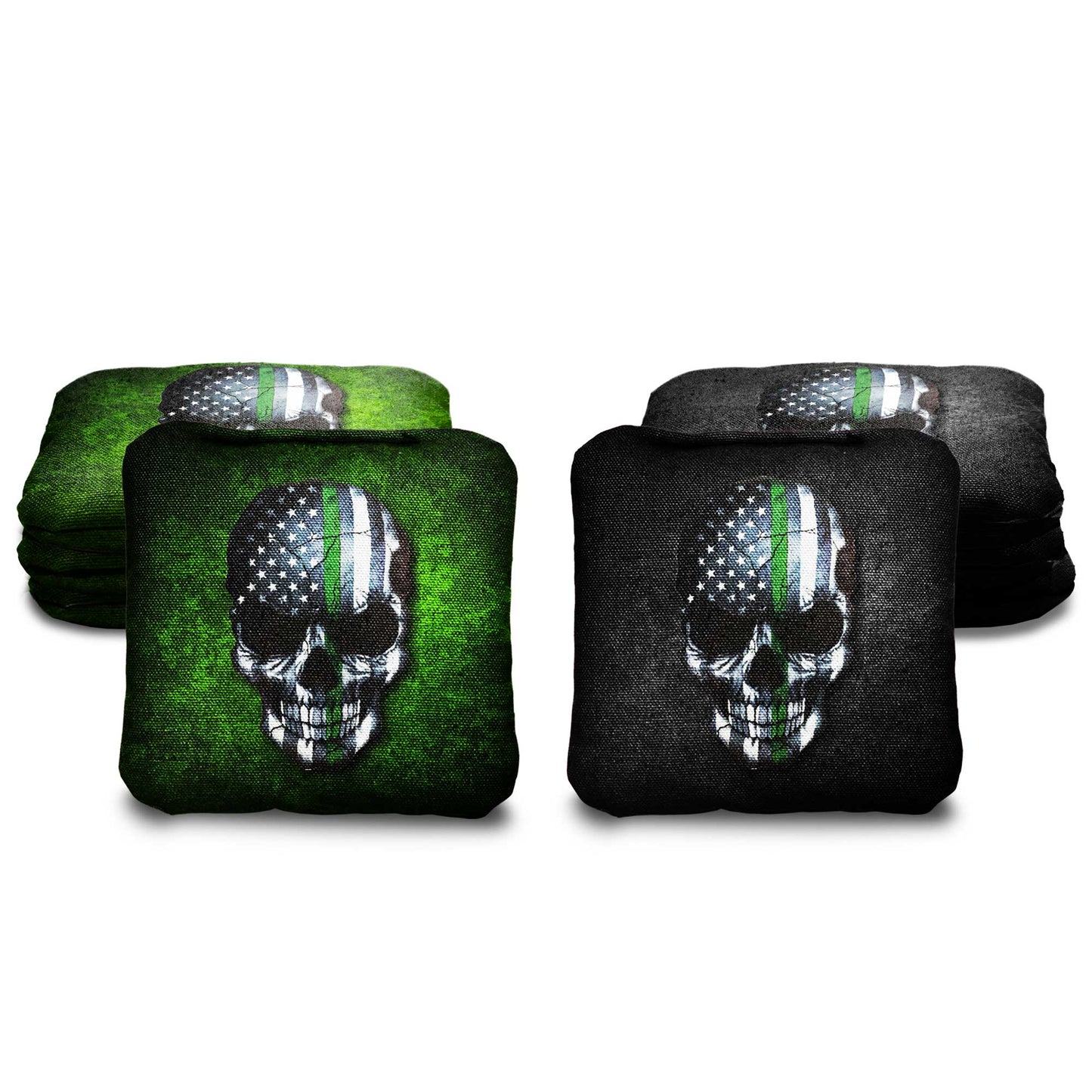 The Thin Green Lines (Skulls) - 8 Cornhole Bags