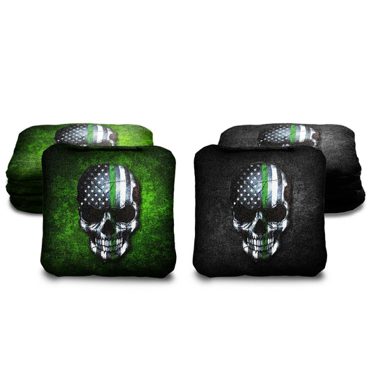 The Thin Green Lines (Skulls) - 8 Cornhole Bags
