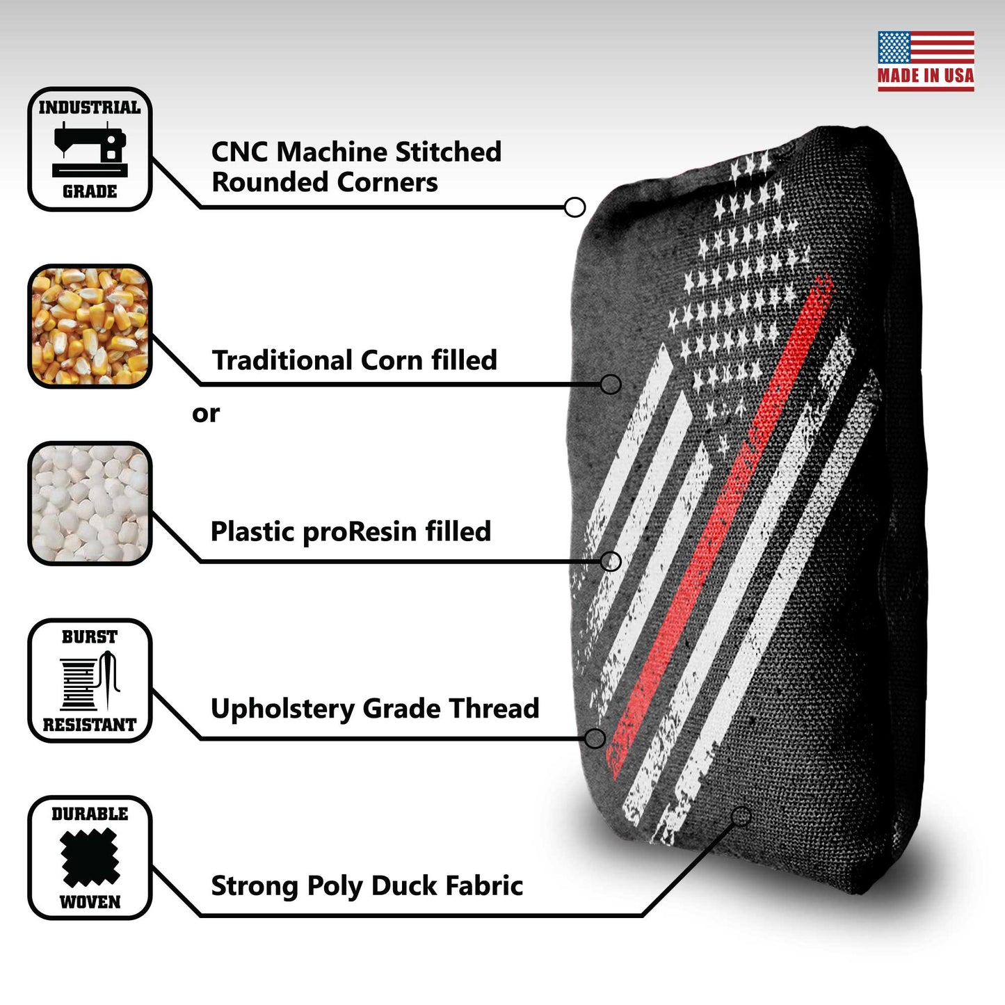 The Thin Red Lines (Flag) - 8 Cornhole Bags