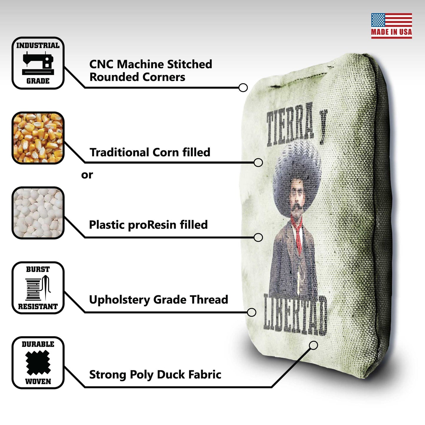 The Zapatas - 8 Cornhole Bags