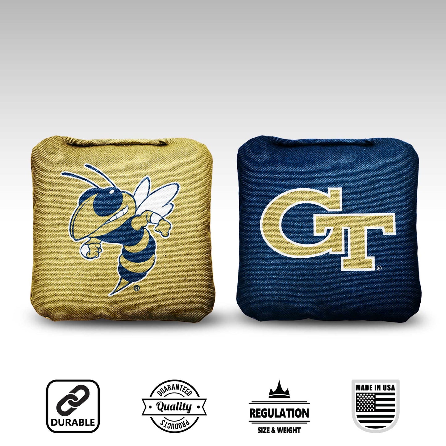 Georgia Tech University Cornhole Bags - 8 Cornhole Bags