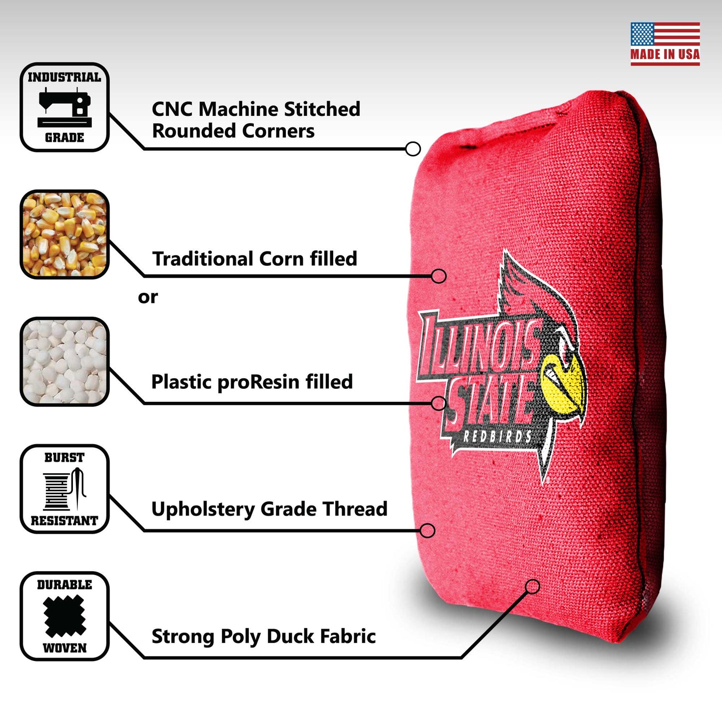 Illinois State University Cornhole Bags - 8 Cornhole Bags