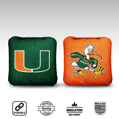 University of Miami Cornhole Bags - 8 Cornhole Bags