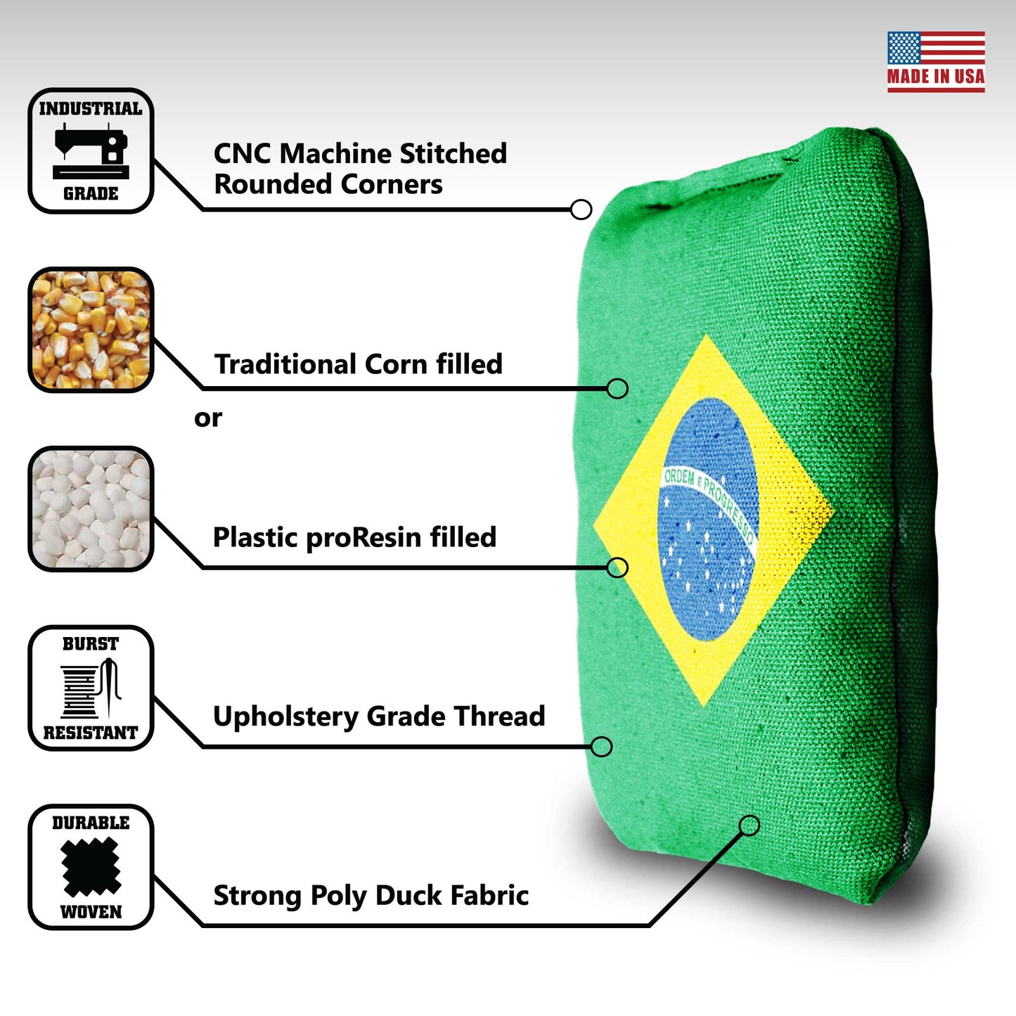 The Brazilians and Mericas - 8 Cornhole Bags
