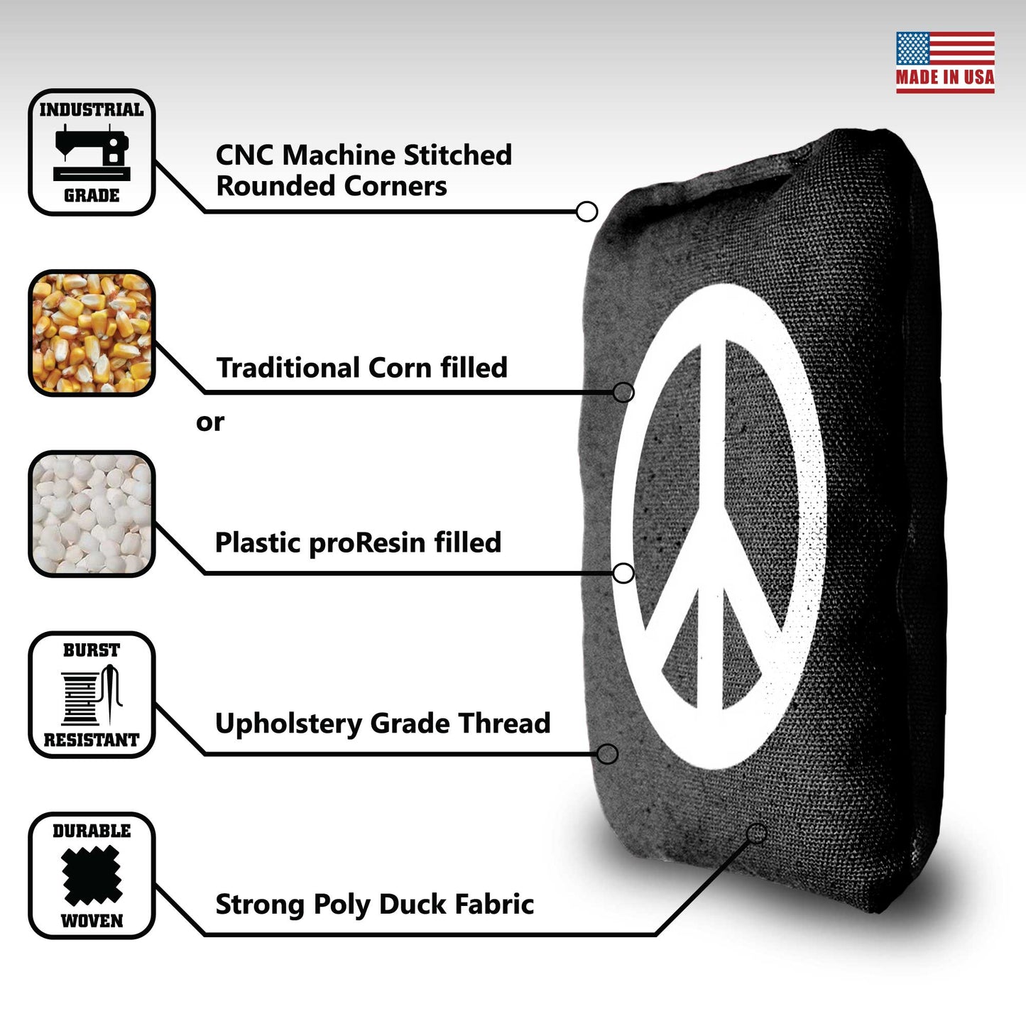 The Peace Signs - 8 Cornhole Bags